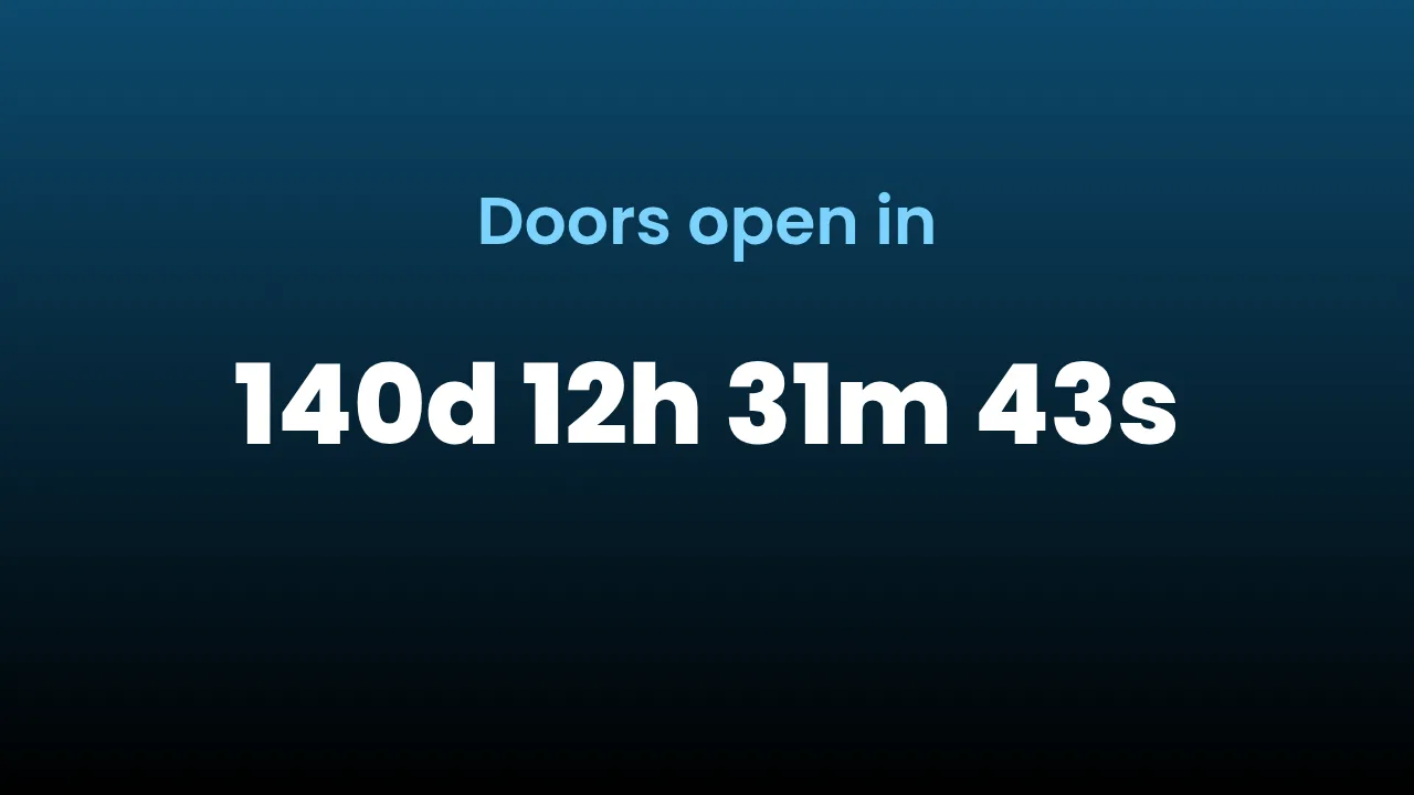 Event countdown template rendered on a screen